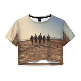 Женская футболка 3D укороченная с принтом BackStreet Boys в Новосибирске, 100% полиэстер | круглая горловина, длина футболки до линии талии, рукава с отворотами | 