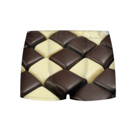 Мужские трусы 3D с принтом Шоколадные конфеты в Новосибирске, 50% хлопок, 50% полиэстер | классическая посадка, на поясе мягкая тканевая резинка | Тематика изображения на принте: десерт | еда | конфеты | сладкое | структуры | шахматы | шоколад