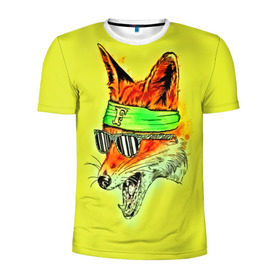 Мужская футболка 3D спортивная с принтом Лиса в очках в Новосибирске, 100% полиэстер с улучшенными характеристиками | приталенный силуэт, круглая горловина, широкие плечи, сужается к линии бедра | 3d | другие | живопись | животное | картинка | лиса | очки | прикольные | разноцветные | рисунок | смех | улыбка | цветные | яркие
