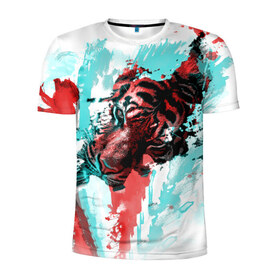 Мужская футболка 3D спортивная с принтом Тигр в Новосибирске, 100% полиэстер с улучшенными характеристиками | приталенный силуэт, круглая горловина, широкие плечи, сужается к линии бедра | Тематика изображения на принте: акварель | картина | кошка | краски | рисунок | тигр