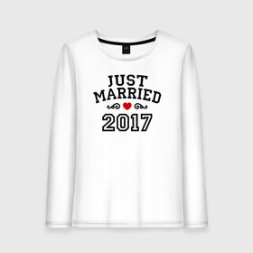 Женский лонгслив хлопок с принтом Just married 2017 в Новосибирске, 100% хлопок |  | 2017 | just married | молодожены | свадьба