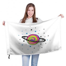 Флаг 3D с принтом Планета в Новосибирске, 100% полиэстер | плотность ткани — 95 г/м2, размер — 67 х 109 см. Принт наносится с одной стороны | звезда | звезды | космос | планета | планеты | ракета | ракеты