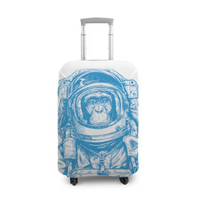 Чехол для чемодана 3D с принтом Космомакака в Новосибирске, 86% полиэфир, 14% спандекс | двустороннее нанесение принта, прорези для ручек и колес | день космонавтики | звезда | звезды | космонавт | космонавты | космос | планета | планеты | ракета | ракеты