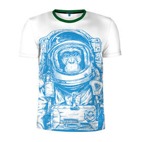 Мужская футболка 3D спортивная с принтом Космомакака в Новосибирске, 100% полиэстер с улучшенными характеристиками | приталенный силуэт, круглая горловина, широкие плечи, сужается к линии бедра | Тематика изображения на принте: день космонавтики | звезда | звезды | космонавт | космонавты | космос | планета | планеты | ракета | ракеты