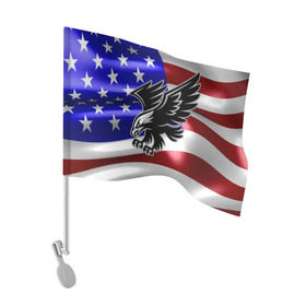 Флаг для автомобиля с принтом Флаг США с орлом в Новосибирске, 100% полиэстер | Размер: 30*21 см | usa | америка | белоголовый | герб | государство | доллар | дядя сэм | звездно полосатый флаг | лысый | нато | оон | орел | птица | свобода | символ | соединённые штаты америки | страна | сша | штат