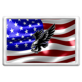 Магнит 45*70 с принтом Флаг США с орлом в Новосибирске, Пластик | Размер: 78*52 мм; Размер печати: 70*45 | usa | америка | белоголовый | герб | государство | доллар | дядя сэм | звездно полосатый флаг | лысый | нато | оон | орел | птица | свобода | символ | соединённые штаты америки | страна | сша | штат