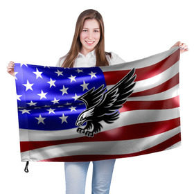 Флаг 3D с принтом Флаг США с орлом в Новосибирске, 100% полиэстер | плотность ткани — 95 г/м2, размер — 67 х 109 см. Принт наносится с одной стороны | usa | америка | белоголовый | герб | государство | доллар | дядя сэм | звездно полосатый флаг | лысый | нато | оон | орел | птица | свобода | символ | соединённые штаты америки | страна | сша | штат