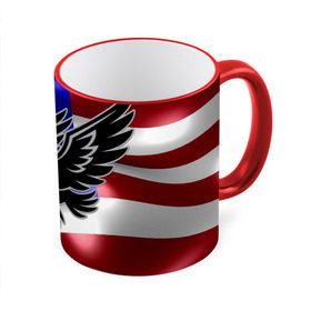 Кружка 3D с принтом Флаг США с орлом в Новосибирске, керамика | ёмкость 330 мл | usa | америка | белоголовый | герб | государство | доллар | дядя сэм | звездно полосатый флаг | лысый | нато | оон | орел | птица | свобода | символ | соединённые штаты америки | страна | сша | штат