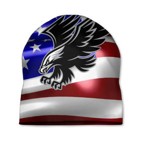 Шапка 3D с принтом Флаг США с орлом в Новосибирске, 100% полиэстер | универсальный размер, печать по всей поверхности изделия | usa | америка | белоголовый | герб | государство | доллар | дядя сэм | звездно полосатый флаг | лысый | нато | оон | орел | птица | свобода | символ | соединённые штаты америки | страна | сша | штат