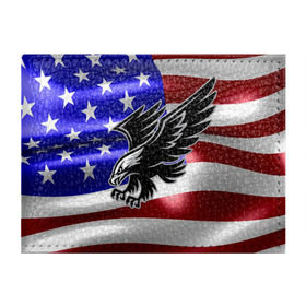 Обложка для студенческого билета с принтом Флаг США с орлом в Новосибирске, натуральная кожа | Размер: 11*8 см; Печать на всей внешней стороне | usa | америка | белоголовый | герб | государство | доллар | дядя сэм | звездно полосатый флаг | лысый | нато | оон | орел | птица | свобода | символ | соединённые штаты америки | страна | сша | штат