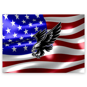Поздравительная открытка с принтом Флаг США с орлом в Новосибирске, 100% бумага | плотность бумаги 280 г/м2, матовая, на обратной стороне линовка и место для марки
 | usa | америка | белоголовый | герб | государство | доллар | дядя сэм | звездно полосатый флаг | лысый | нато | оон | орел | птица | свобода | символ | соединённые штаты америки | страна | сша | штат