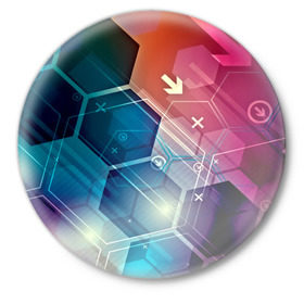Значок с принтом Hi-tech в Новосибирске,  металл | круглая форма, металлическая застежка в виде булавки | html | коды | нано | программный код | синий | хайтек