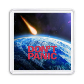 Магнит 55*55 с принтом Без паники, метеорит в Новосибирске, Пластик | Размер: 65*65 мм; Размер печати: 55*55 мм | do not panic | dont panic | апокалипсис | без паники | взрыв | гибель | земля | классная | комета | конец света | космос | крутая | метеорит | не надо | прикол | прикольная надпись | ужас