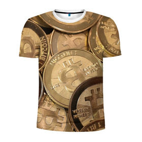Мужская футболка 3D спортивная с принтом Bitcoin в Новосибирске, 100% полиэстер с улучшенными характеристиками | приталенный силуэт, круглая горловина, широкие плечи, сужается к линии бедра | bitcoin | деньги | криптовалюта