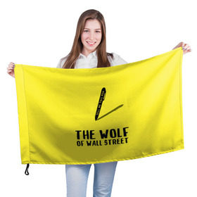 Флаг 3D с принтом Волк с Уолл Стрит в Новосибирске, 100% полиэстер | плотность ткани — 95 г/м2, размер — 67 х 109 см. Принт наносится с одной стороны | Тематика изображения на принте: the wolf of wall street | волк с уолл стрит | леонардо дикаприо | мартин скорсезе | продай мне эту ручку