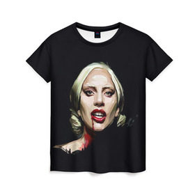 Женская футболка 3D с принтом Леди Гага в Новосибирске, 100% полиэфир ( синтетическое хлопкоподобное полотно) | прямой крой, круглый вырез горловины, длина до линии бедер | lady gaga | леди гага