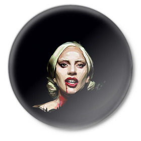 Значок с принтом Леди Гага в Новосибирске,  металл | круглая форма, металлическая застежка в виде булавки | Тематика изображения на принте: lady gaga | леди гага