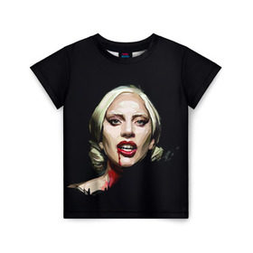 Детская футболка 3D с принтом Леди Гага в Новосибирске, 100% гипоаллергенный полиэфир | прямой крой, круглый вырез горловины, длина до линии бедер, чуть спущенное плечо, ткань немного тянется | Тематика изображения на принте: lady gaga | леди гага