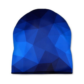 Шапка 3D с принтом Синие полигоны в Новосибирске, 100% полиэстер | универсальный размер, печать по всей поверхности изделия | абстракция | бумага | геометрия | грани | изгиб | линии | полигоны | полосы | постель | розовый | сочетания | текстура | треугольники