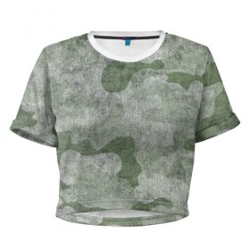 Женская футболка 3D укороченная с принтом Грязный камуфляж в Новосибирске, 100% полиэстер | круглая горловина, длина футболки до линии талии, рукава с отворотами | абстракция | армия | камуфляж | модный | оригинал