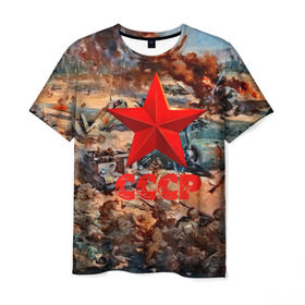 Мужская футболка 3D с принтом CCCР Солдаты в Новосибирске, 100% полиэфир | прямой крой, круглый вырез горловины, длина до линии бедер | ussr | день победы | отечественная война | победа