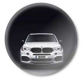 Значок с принтом BMW X5 в Новосибирске,  металл | круглая форма, металлическая застежка в виде булавки | bmw | x3 x4 x5 x6 x7 x8 | авто | автомобиль | блатная | бмв | бумер | бэха | иномарка | концерн | красивая | крутая | марка немецкая | машина | пацанский таз | прикольная | тачила | тачка