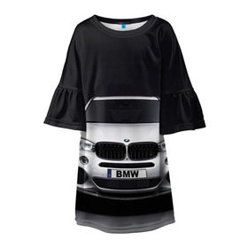 Детское платье 3D с принтом BMW X5 в Новосибирске, 100% полиэстер | прямой силуэт, чуть расширенный к низу. Круглая горловина, на рукавах — воланы | Тематика изображения на принте: bmw | x3 x4 x5 x6 x7 x8 | авто | автомобиль | блатная | бмв | бумер | бэха | иномарка | концерн | красивая | крутая | марка немецкая | машина | пацанский таз | прикольная | тачила | тачка