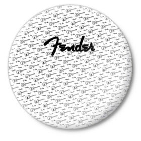 Значок с принтом Fender в Новосибирске,  металл | круглая форма, металлическая застежка в виде булавки | fender | gibson | guitar | ibanez | music | rock | гитара | музыка | рок