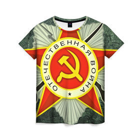 Женская футболка 3D с принтом 9 мая в Новосибирске, 100% полиэфир ( синтетическое хлопкоподобное полотно) | прямой крой, круглый вырез горловины, длина до линии бедер | 9 мая | ussr | день победы | медаль | отечественная война | победа | праздник | ссср