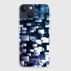 Чехол для iPhone 13 mini с принтом 3D куб в Новосибирске,  |  | абстракция | геометрия | квадраты | металлический | синие | стальные | текстура | фигуры