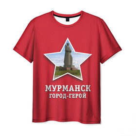 Мужская футболка 3D с принтом Мурманск город-герой в Новосибирске, 100% полиэфир | прямой крой, круглый вырез горловины, длина до линии бедер | Тематика изображения на принте: 9мая | великая | война | герой | город | день | мурманск | отечественная | победы