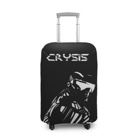 Чехол для чемодана 3D с принтом CRYSIS в Новосибирске, 86% полиэфир, 14% спандекс | двустороннее нанесение принта, прорези для ручек и колес | crysis | другие | игра | крайзис | кризис | надпись | прикольные | пророк | черно белый