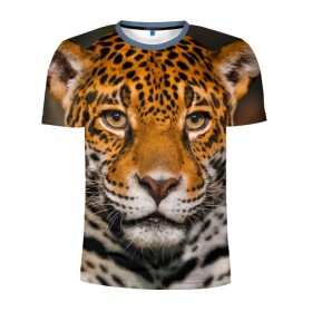 Мужская футболка 3D спортивная с принтом Jaguar в Новосибирске, 100% полиэстер с улучшенными характеристиками | приталенный силуэт, круглая горловина, широкие плечи, сужается к линии бедра | глаза | дикая кошка | кошка | леопард | сафари | хищник | ягуар