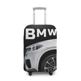 Чехол для чемодана 3D с принтом BMW белая в Новосибирске, 86% полиэфир, 14% спандекс | двустороннее нанесение принта, прорези для ручек и колес | bmw | x3 x4 x5 x6 x7 x8 | авто | автомобиль | блатная | бмв | бумер | бэха | иномарка | концерн | красивая | крутая | марка немецкая | машина | пацанский таз | прикольная | тачила | тачка