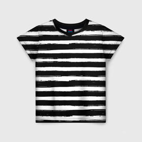 Детская футболка 3D с принтом Тельняшка в Новосибирске, 100% гипоаллергенный полиэфир | прямой крой, круглый вырез горловины, длина до линии бедер, чуть спущенное плечо, ткань немного тянется | геометрия | зебра | линии | полосы | тельняшка | узор | черно белый