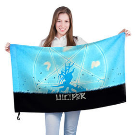 Флаг 3D с принтом LUCIFER в Новосибирске, 100% полиэстер | плотность ткани — 95 г/м2, размер — 67 х 109 см. Принт наносится с одной стороны | 