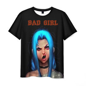 Мужская футболка 3D с принтом Bad Girl в Новосибирске, 100% полиэфир | прямой крой, круглый вырез горловины, длина до линии бедер | 3d | girl | девушка | прикольные | рок | синие волосы | скандалистка | эмо