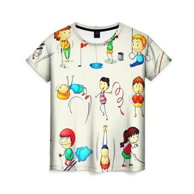 Женская футболка 3D с принтом Sport в Новосибирске, 100% полиэфир ( синтетическое хлопкоподобное полотно) | прямой крой, круглый вырез горловины, длина до линии бедер | 3d | sport | виды | детям | другие | зож | картинка | прикольные | спорт | цветные | яркие