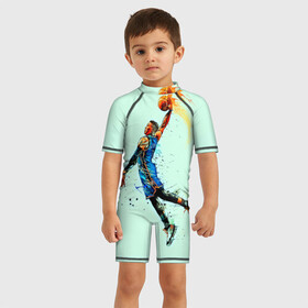 Детский купальный костюм 3D с принтом Russell Westbrook в Новосибирске, Полиэстер 85%, Спандекс 15% | застежка на молнии на спине | basketball | nba | oklahoma city | russell westbrook | thunder | арт | баскетбол | картинка | краски | оклахома сити | прикольные | рассел уэстбрук | рисунок | спорт | тандер | цветные | яркие