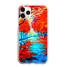Чехол для iPhone 11 Pro Max матовый с принтом Autumn в Новосибирске, Силикон |  | Тематика изображения на принте: 3d | вода | деревья | другие | желтый | живопись | картинка | краски | листья | осень | пейзаж | прикольные | природа | река | рисунок | яркие