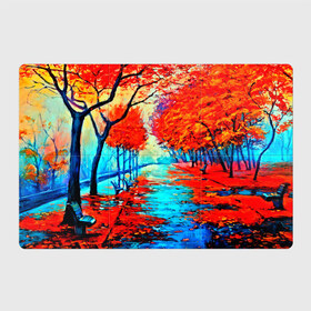 Магнитный плакат 3Х2 с принтом Autumn в Новосибирске, Полимерный материал с магнитным слоем | 6 деталей размером 9*9 см | 3d | вода | деревья | другие | желтый | живопись | картинка | краски | листья | осень | пейзаж | прикольные | природа | река | рисунок | яркие