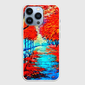 Чехол для iPhone 13 Pro с принтом Autumn в Новосибирске,  |  | 3d | вода | деревья | другие | желтый | живопись | картинка | краски | листья | осень | пейзаж | прикольные | природа | река | рисунок | яркие