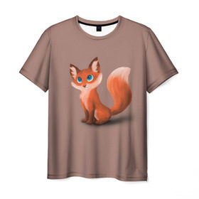 Мужская футболка 3D с принтом Paint в Новосибирске, 100% полиэфир | прямой крой, круглый вырез горловины, длина до линии бедер | fox | red | лиса | лисенок | рыжая