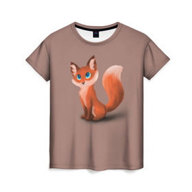 Женская футболка 3D с принтом Paint в Новосибирске, 100% полиэфир ( синтетическое хлопкоподобное полотно) | прямой крой, круглый вырез горловины, длина до линии бедер | fox | red | лиса | лисенок | рыжая