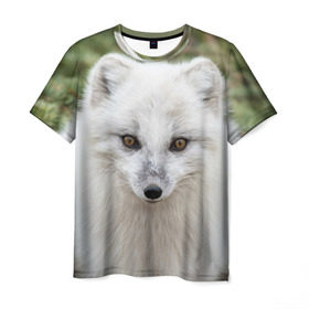 Мужская футболка 3D с принтом White Fox в Новосибирске, 100% полиэфир | прямой крой, круглый вырез горловины, длина до линии бедер | fox | red | лиса | лисенок | рыжая