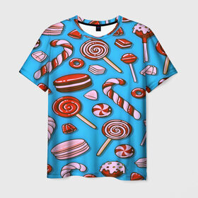 Мужская футболка 3D с принтом Candy в Новосибирске, 100% полиэфир | прямой крой, круглый вырез горловины, длина до линии бедер | 3d | summer | вкусные | десерт | другие | еда | конфеты | лето | мороженное | пирожные | прикольные | сладости | сладость | текстуры | тортики | яркие