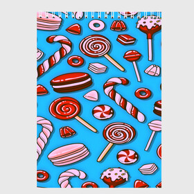 Скетчбук с принтом Candy в Новосибирске, 100% бумага
 | 48 листов, плотность листов — 100 г/м2, плотность картонной обложки — 250 г/м2. Листы скреплены сверху удобной пружинной спиралью | Тематика изображения на принте: 3d | summer | вкусные | десерт | другие | еда | конфеты | лето | мороженное | пирожные | прикольные | сладости | сладость | текстуры | тортики | яркие