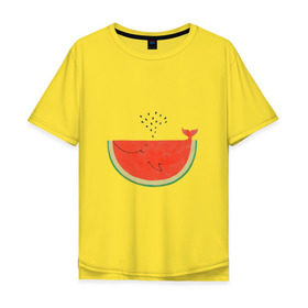 Мужская футболка хлопок Oversize с принтом Кит Арбуз в Новосибирске, 100% хлопок | свободный крой, круглый ворот, “спинка” длиннее передней части | арбуз | иллюзия | кит | лето | море | океан | принт | рыба | семечки | фонтан | фрукты | ягоды