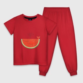 Детская пижама хлопок с принтом Кит Арбуз в Новосибирске, 100% хлопок |  брюки и футболка прямого кроя, без карманов, на брюках мягкая резинка на поясе и по низу штанин
 | арбуз | иллюзия | кит | лето | море | океан | принт | рыба | семечки | фонтан | фрукты | ягоды