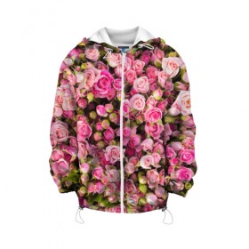 Детская куртка 3D с принтом Розовый рай в Новосибирске, 100% полиэстер | застежка — молния, подол и капюшон оформлены резинкой с фиксаторами, по бокам — два кармана без застежек, один потайной карман на груди, плотность верхнего слоя — 90 г/м2; плотность флисового подклада — 260 г/м2 | бутон | лепестки | роза | розовый | розочка | цветок | цветы